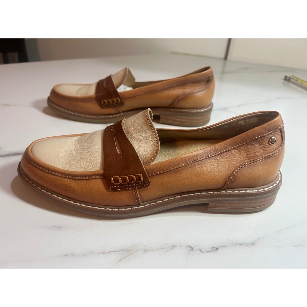 Pikolinos Women Leather Penny Loafers Tri-Color Tan Cream Brown Size 41 - Picture 2 of 7